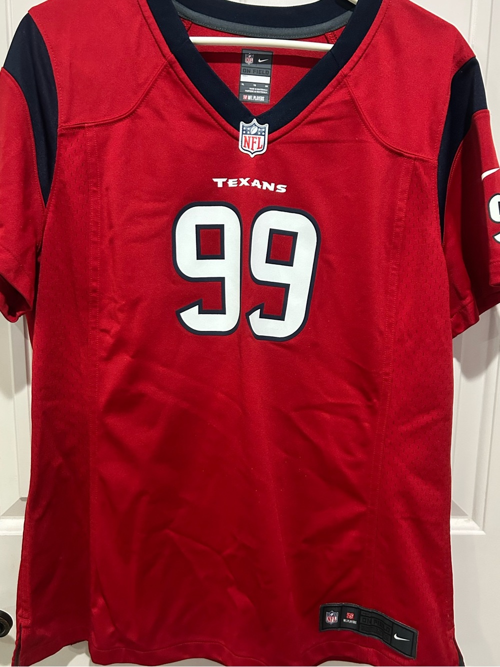 Nike Red Houston Texans NFL J.J. Watt Football Jersey with Navy Trim Vintage